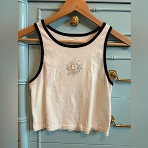 Reef White Tank Top with Sun Embroidery